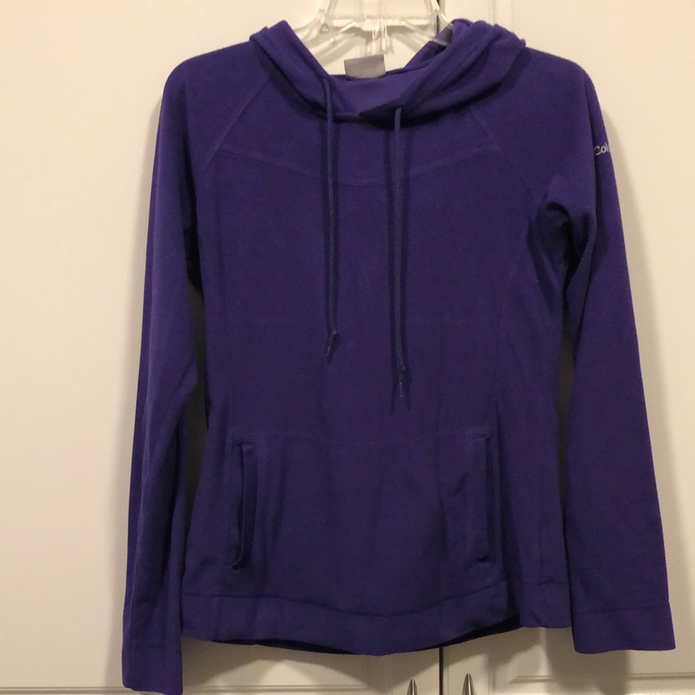 Columbia fleece woman’s small s long sleeve lightweight purple hooded fleece EUC